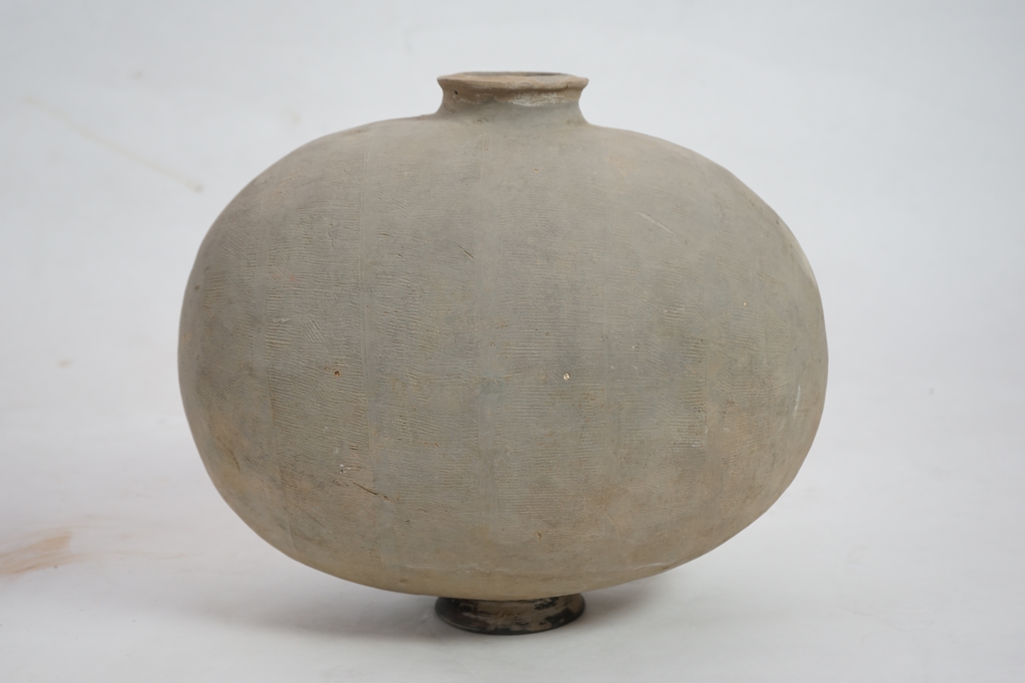 A very rare large Chinese pottery cocoon / listening jar, Qin Dynasty (221 - 206 BC) or possibly Warring States period (475-221 BC)